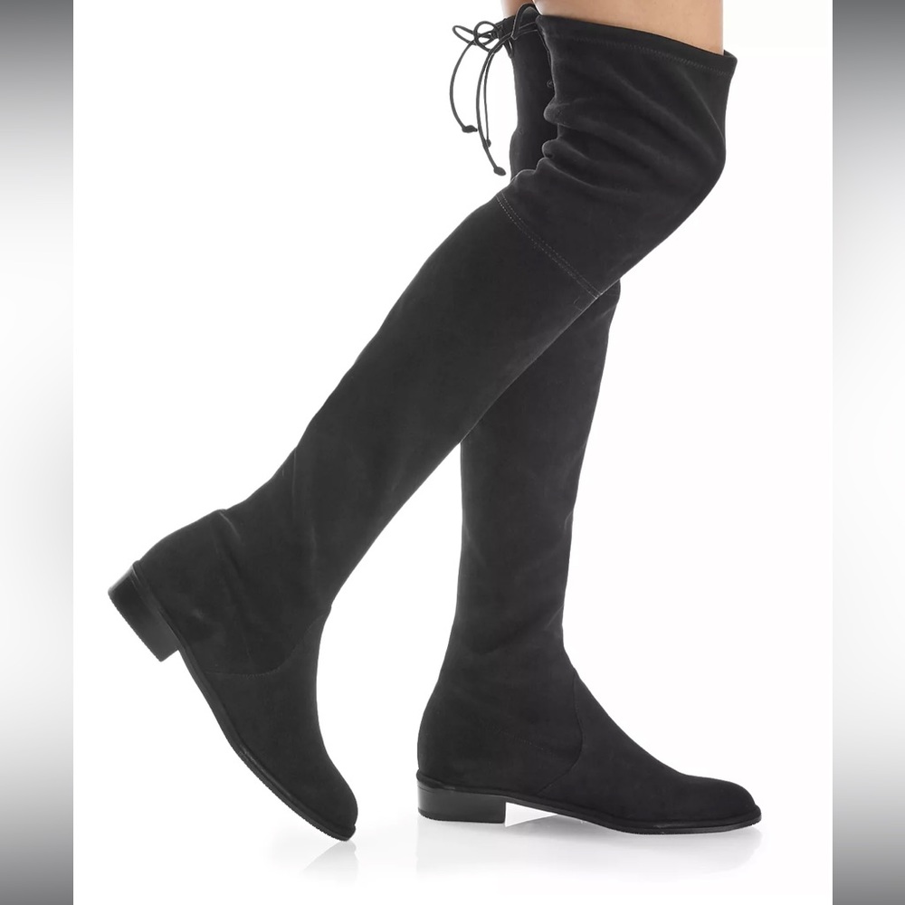 Stuart Weitzman Lowland Black Suede Over the knee boots.